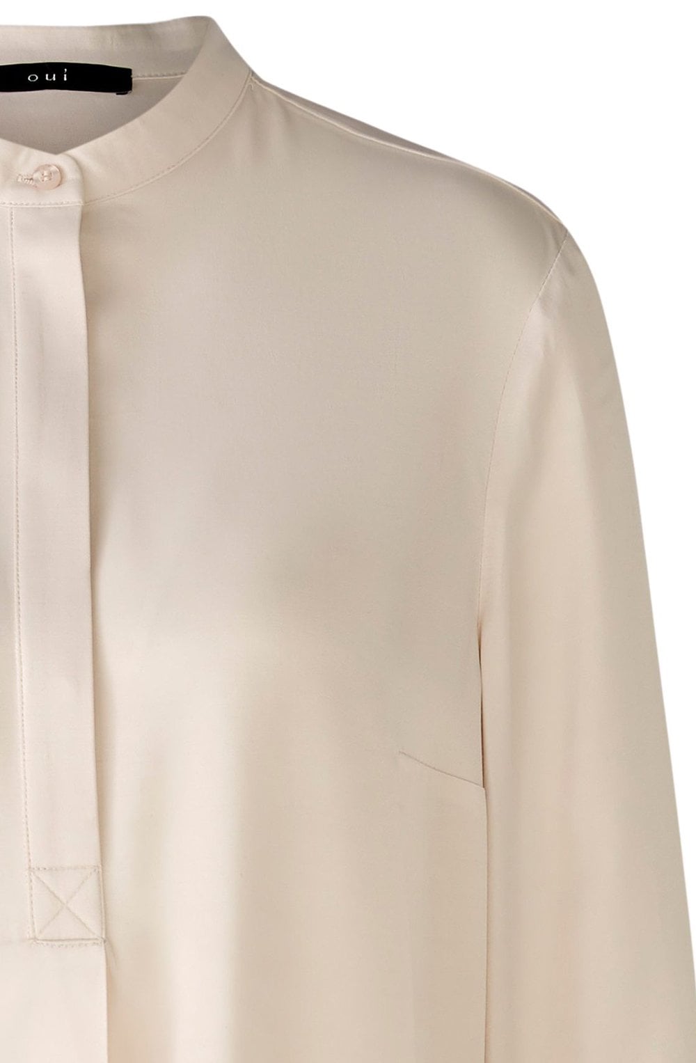 Off White Satin Long Line Blouse