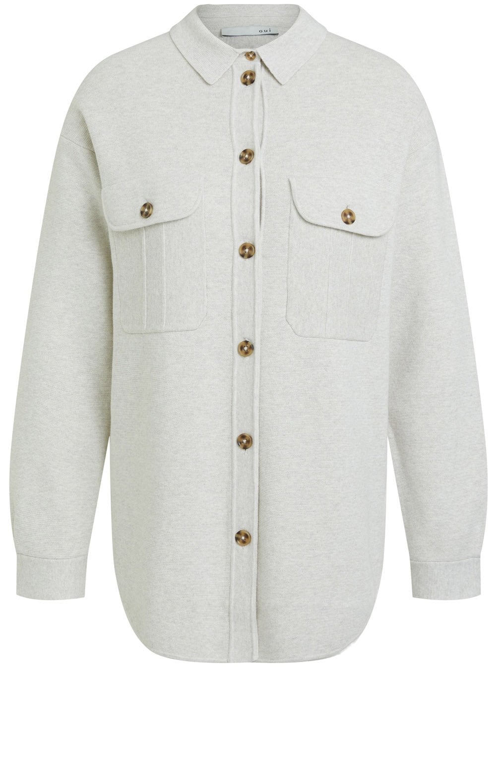 Off White Shirt Style Knitted Cardigan