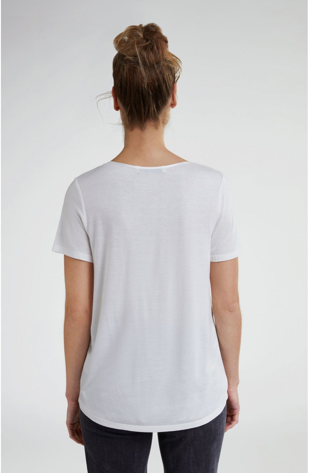 Off White Silky Front Top