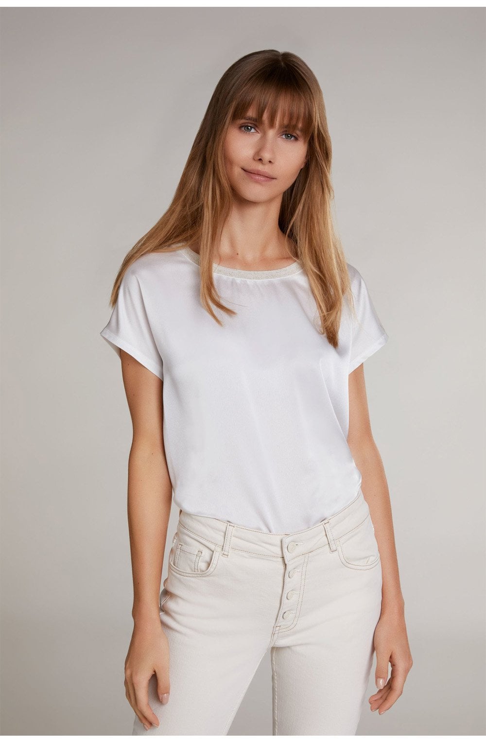 Off White Silky Front Top