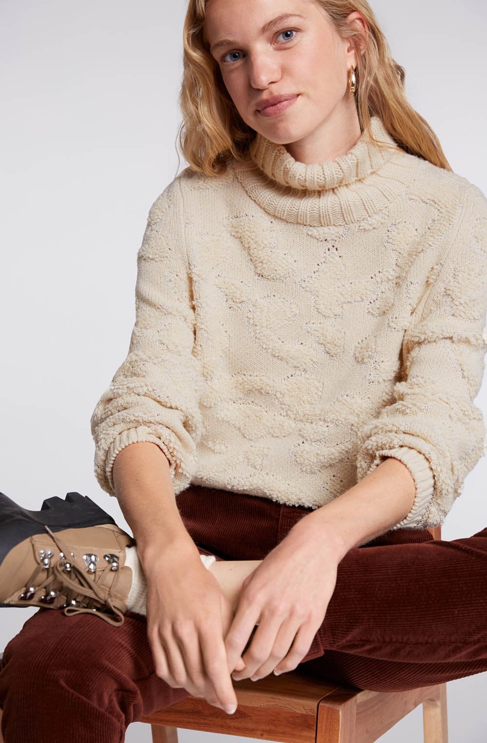 Off White Textured Knit Jumper