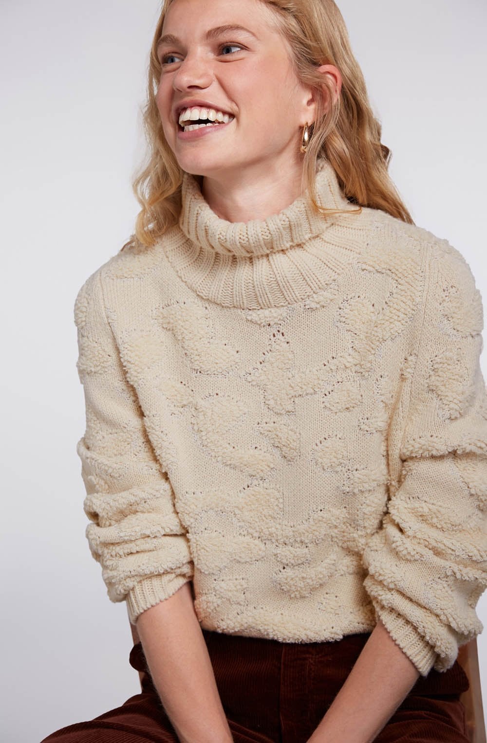 Off White Textured Knit Jumper