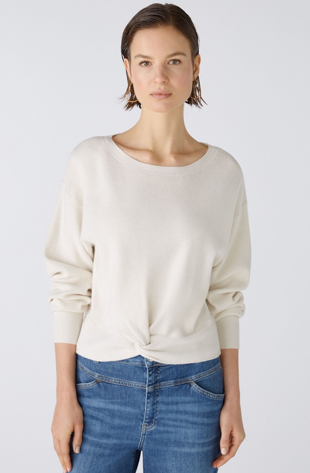 Off White Twisted Hem Sweater