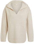 Off White V Neck Hooded Jumper