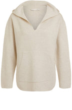 Off White V Neck Hooded Jumper