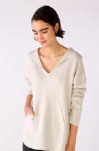 Off White V Neck Hooded Jumper