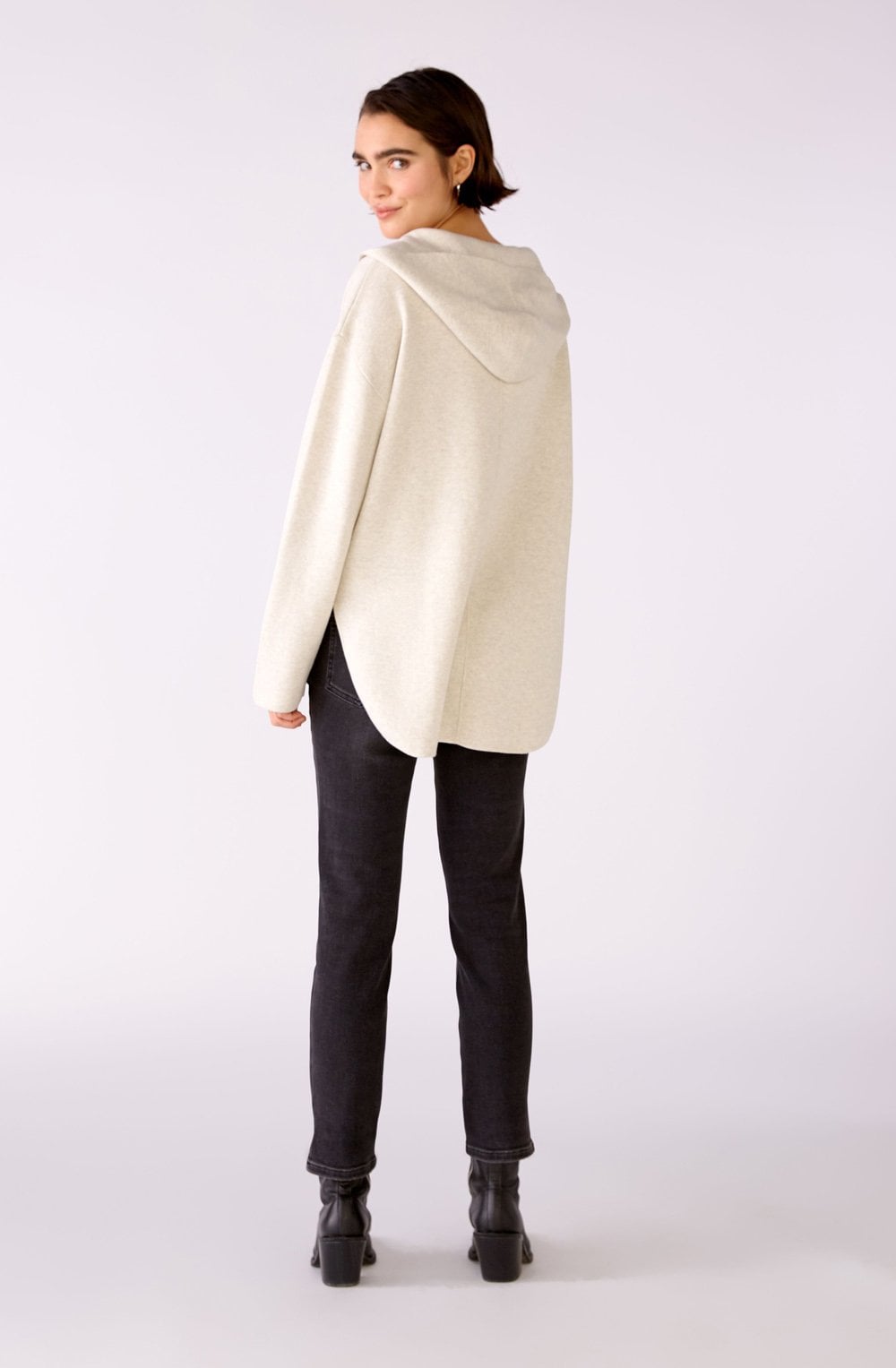 Off White V Neck Hooded Jumper