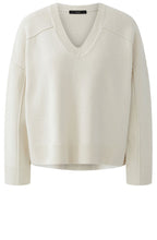 Off White V Neck In Side Out Seam Jumper