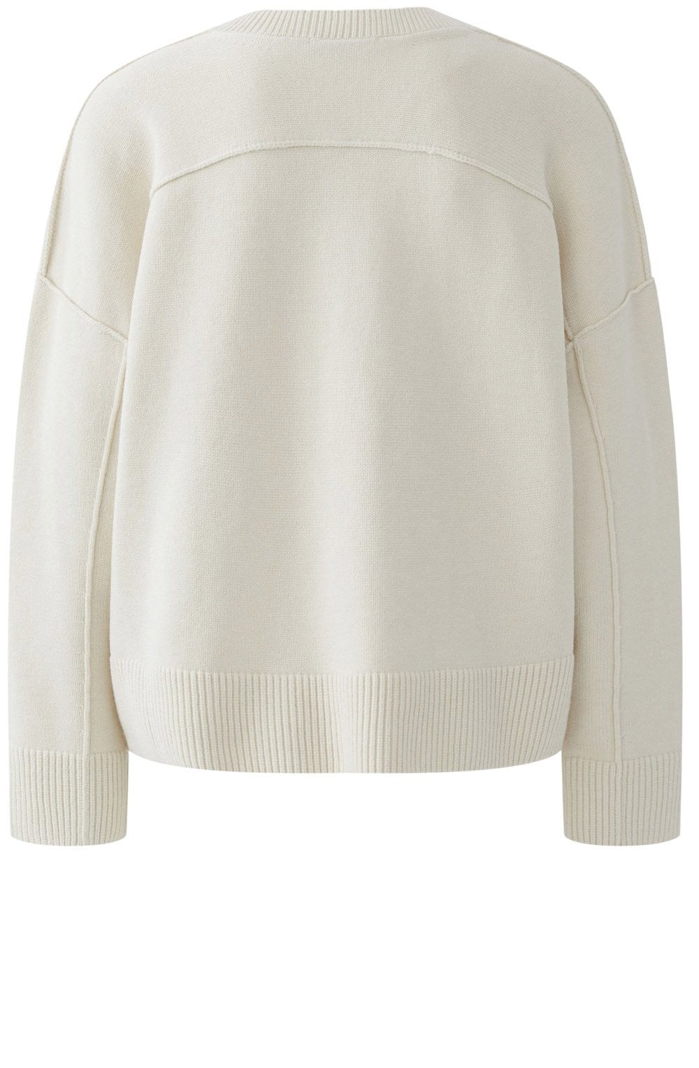 Off White V Neck In Side Out Seam Jumper