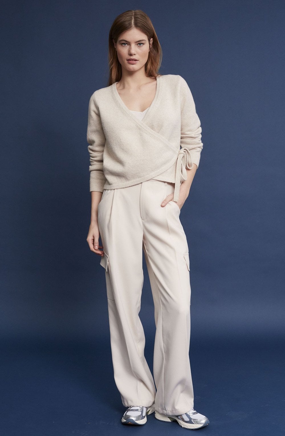 Off White Wide Leg Cargo Trousers