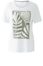 Optic White and Moss Palm Breeze Sparkle T Shirt