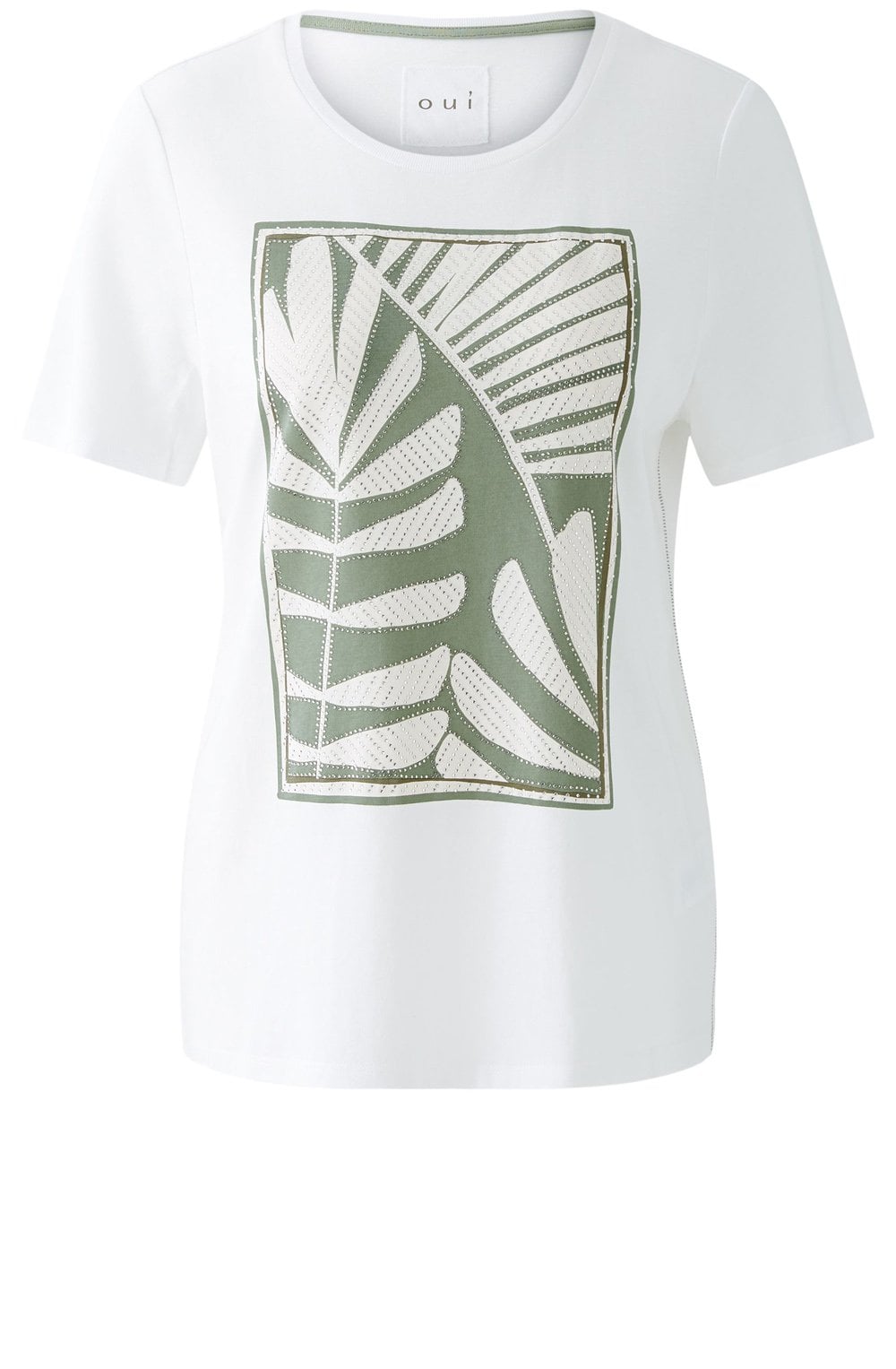 Optic White and Moss Palm Breeze Sparkle T Shirt