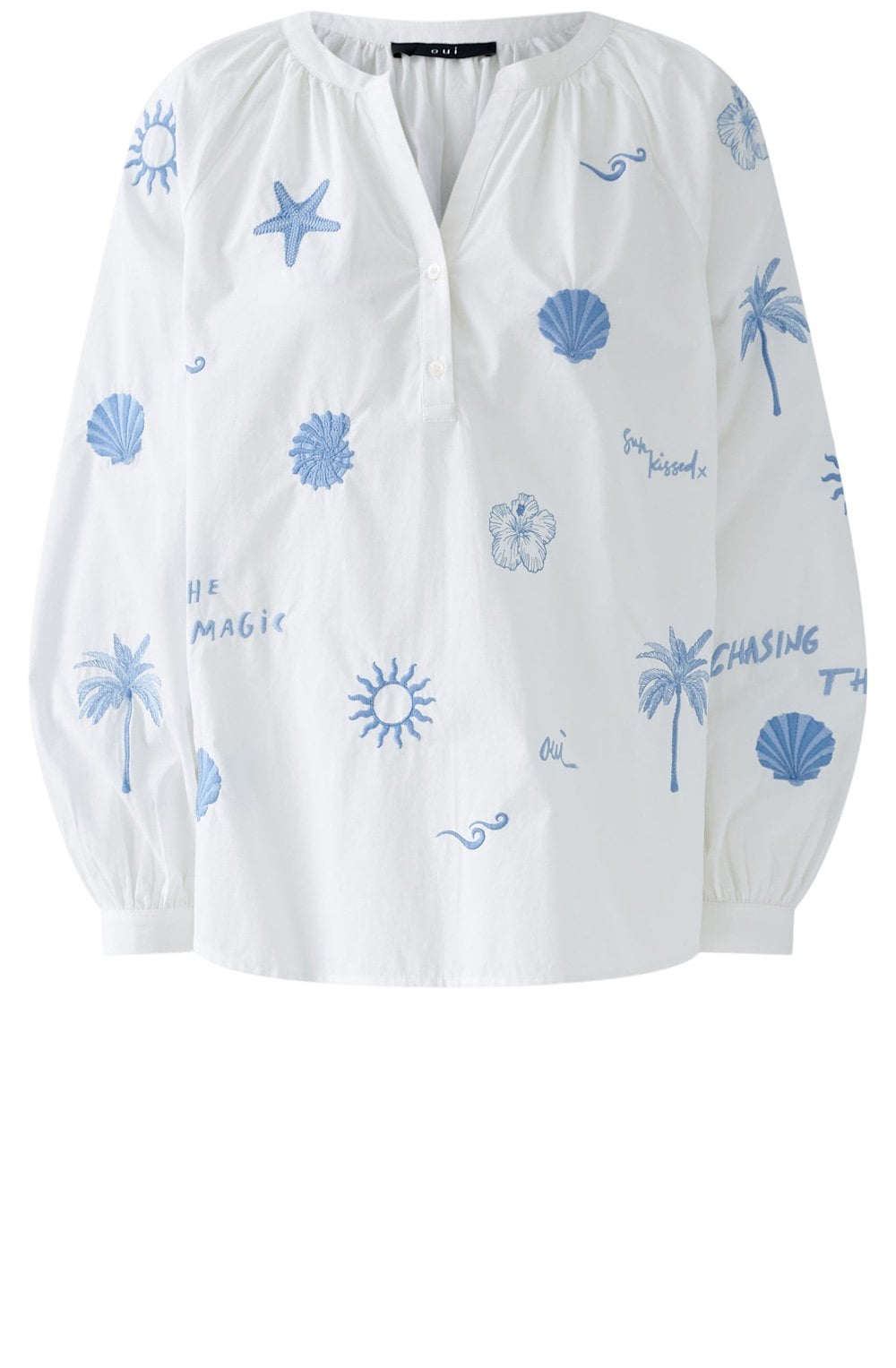 Optic White and Powder Blue Cotton Tunic