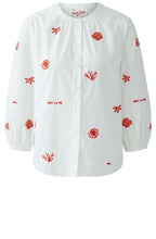Optic White and Red Seaside Cotton Blouse