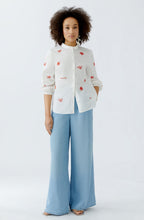 Optic White and Red Seaside Cotton Blouse