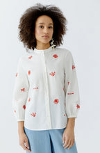 Optic White and Red Seaside Cotton Blouse