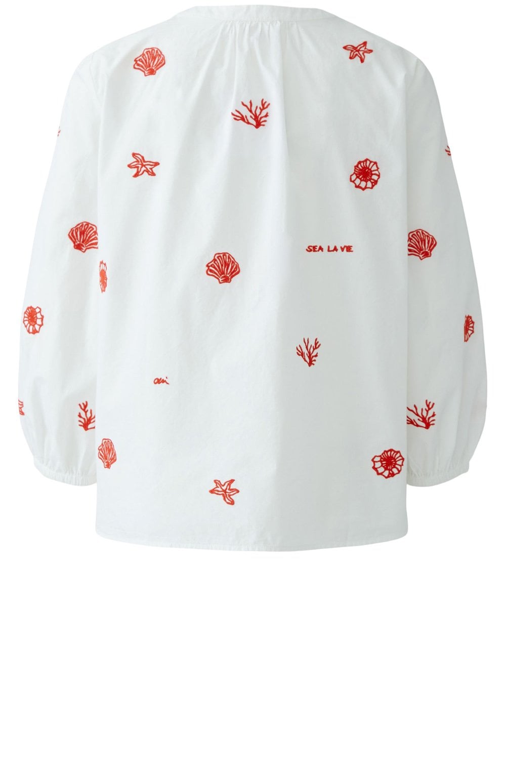 Optic White and Red Seaside Cotton Blouse