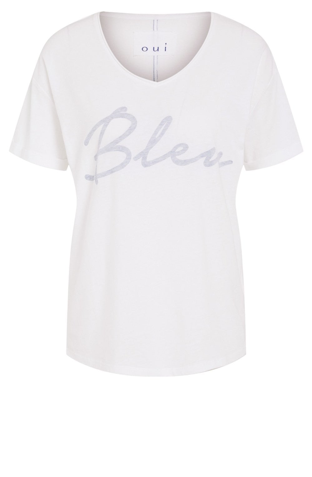 Optic White Bleu Slogan T Shirt