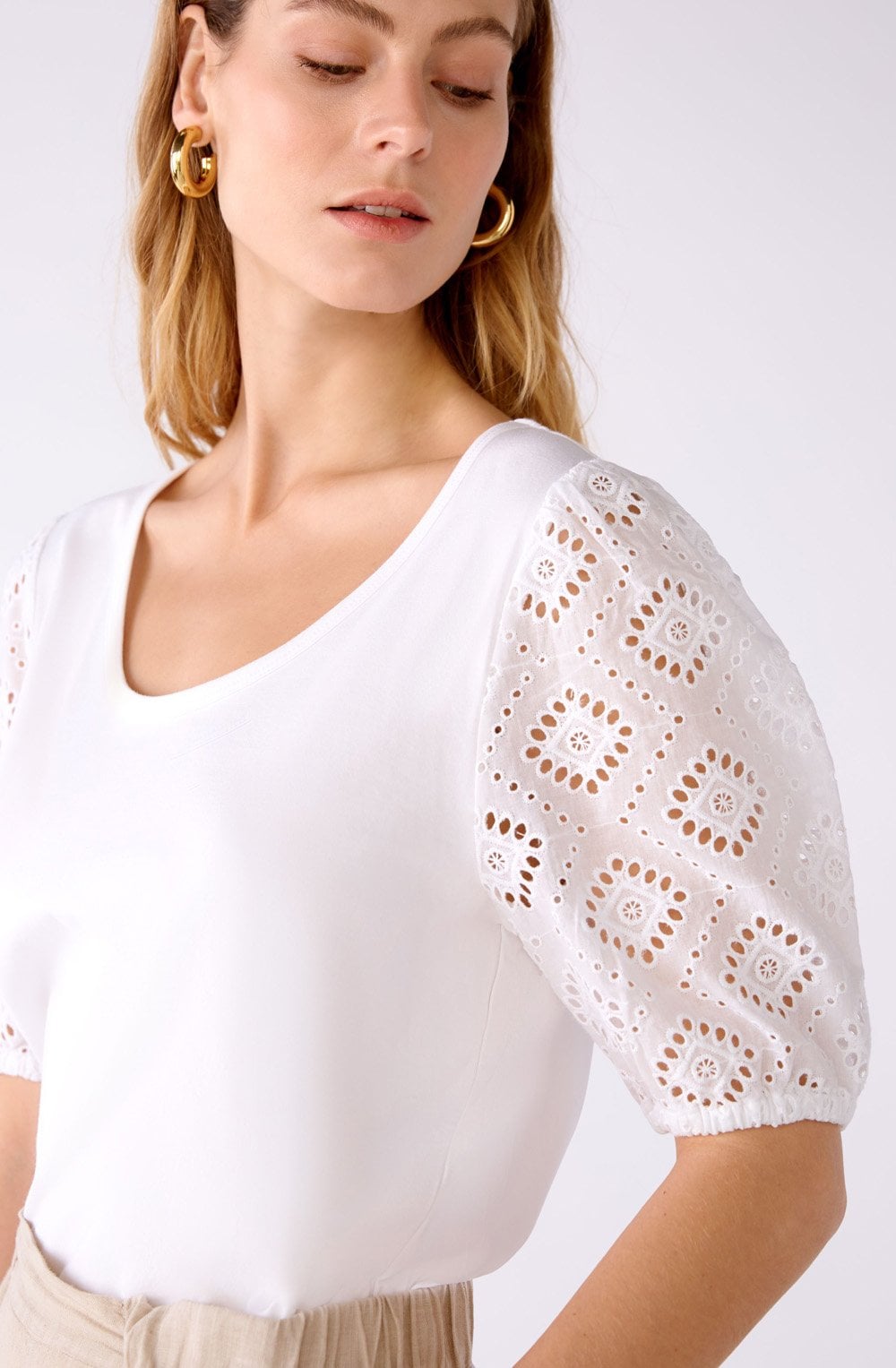 Optic White Broderie Anglaise T Shirt