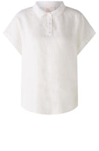 Optic White Collared Linen Top