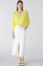 Optic White Denim Midi Skirt