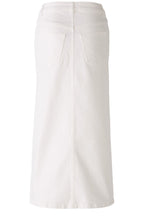 Optic White Denim Midi Skirt