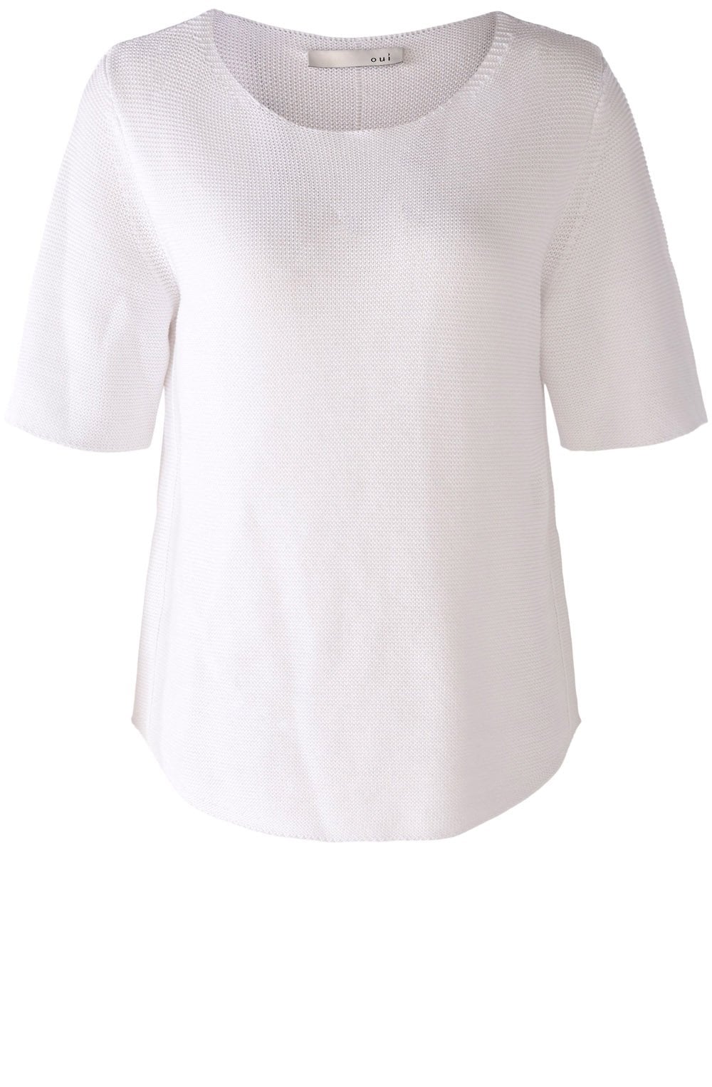 Optic White Fine Knit Short Sleeved Sweater