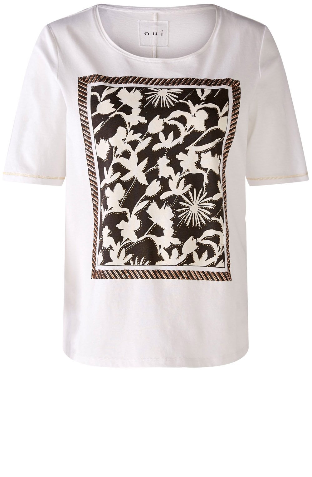 Optic White Floral and Diamante T Shirt
