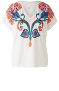 Optic White Floral Motif T Shirt