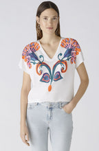 Optic White Floral Motif T Shirt