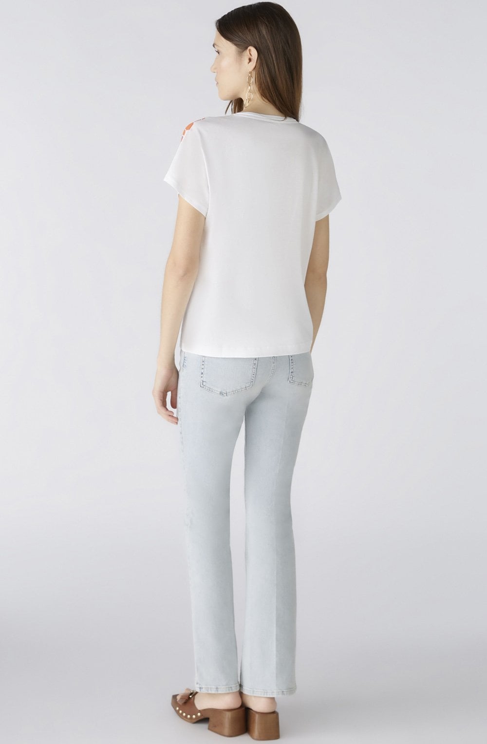 Optic White Floral Motif T Shirt