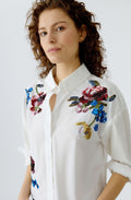 Optic White Floral Sequin Blouse