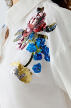 Optic White Floral Sequin Blouse