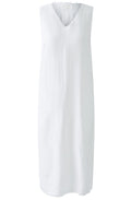 Optic White Jersey Back Linen Dress