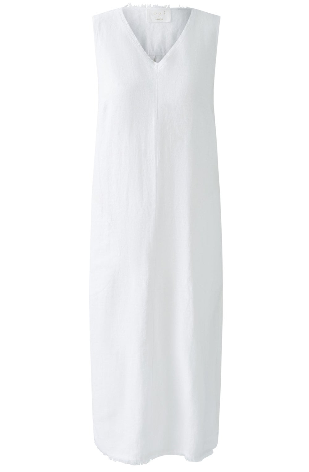 Optic White Jersey Back Linen Dress
