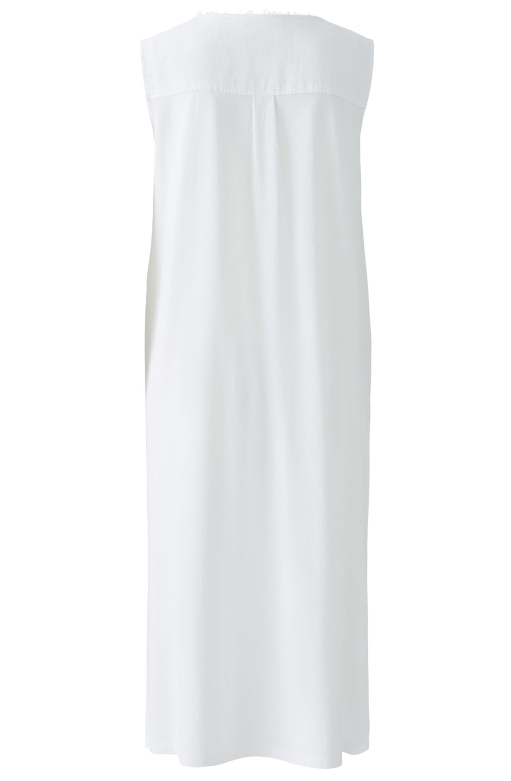 Optic White Jersey Back Linen Dress