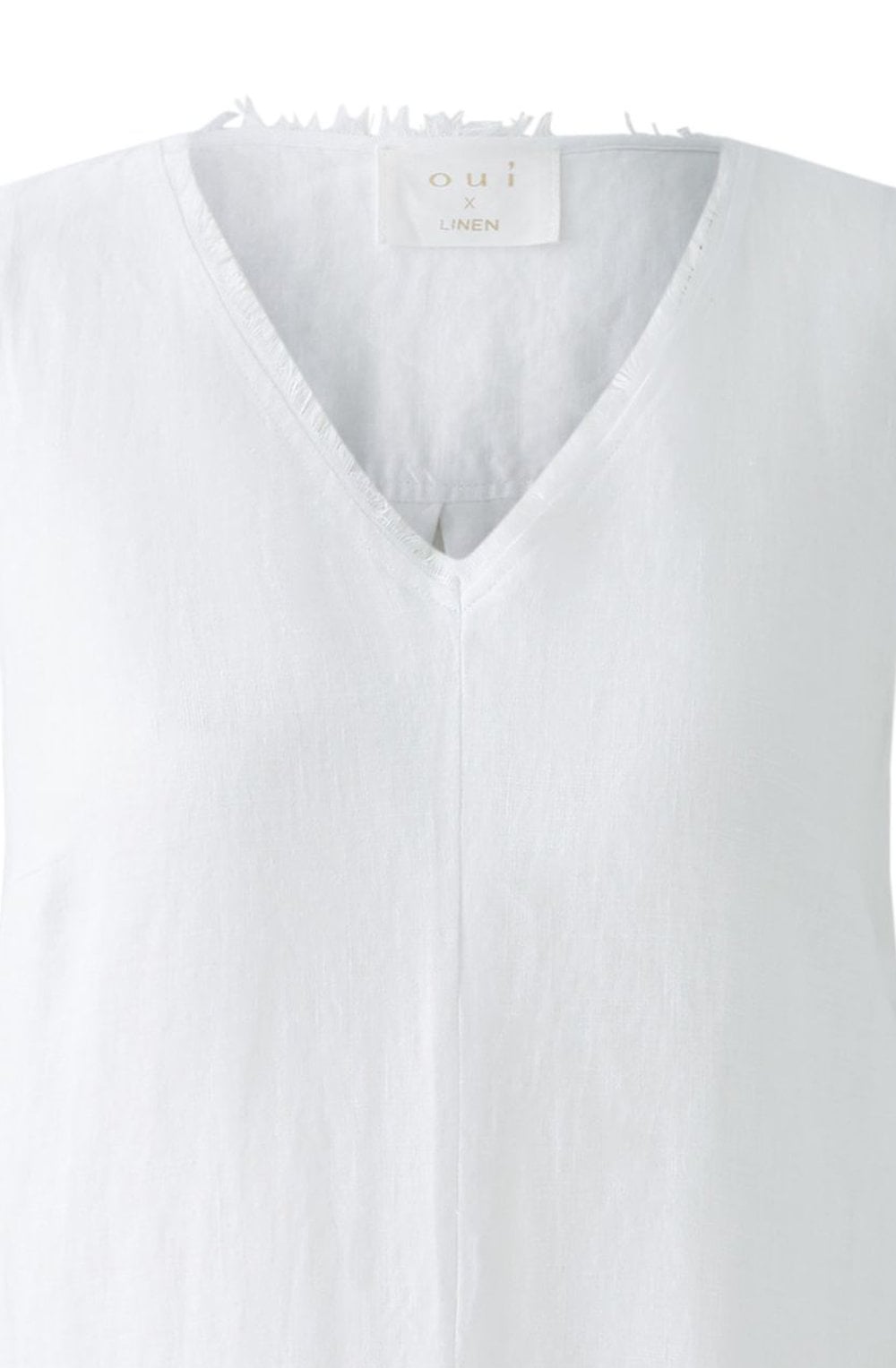 Optic White Jersey Back Linen Dress