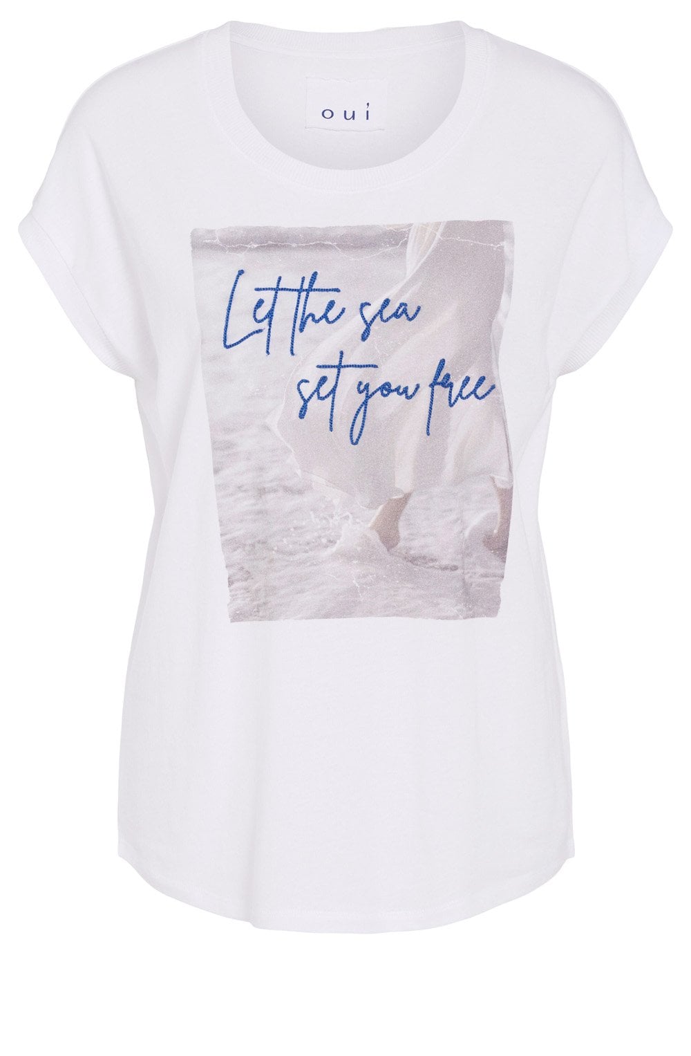Optic White Let The Sea Set You Free Slogan T shirt
