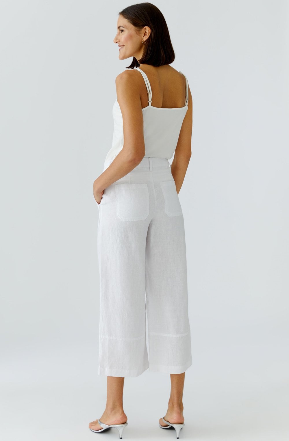 Optic White Linen Culottes