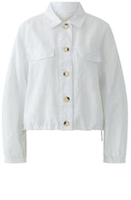 Optic White Linen Drawstring Hem Jacket