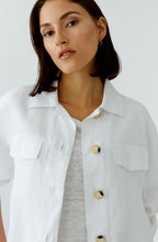 Optic White Linen Drawstring Hem Jacket