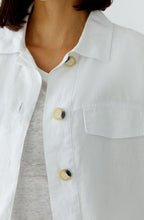 Optic White Linen Drawstring Hem Jacket