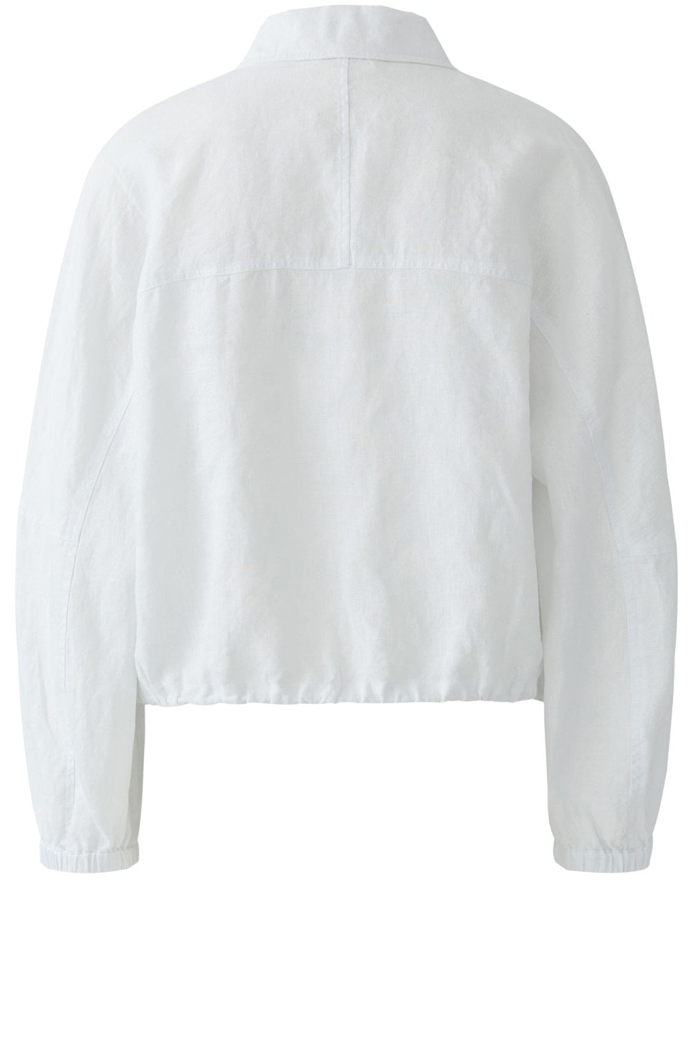 Optic White Linen Drawstring Hem Jacket