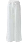 Optic White Linen Wide Leg Trousers