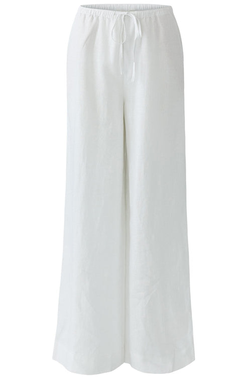 Optic White Linen Wide Leg Trousers