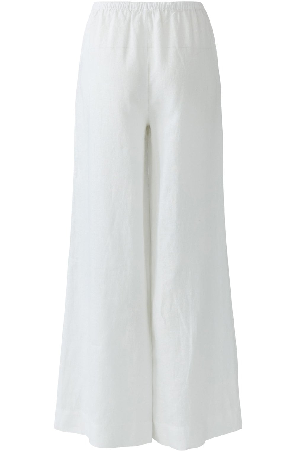 Optic White Linen Wide Leg Trousers
