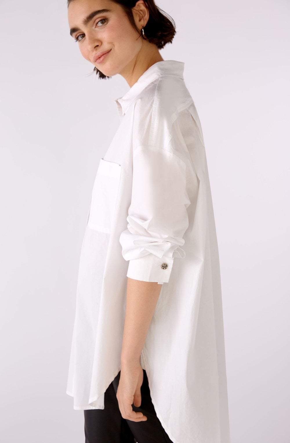 Optic White Long Line Shirt