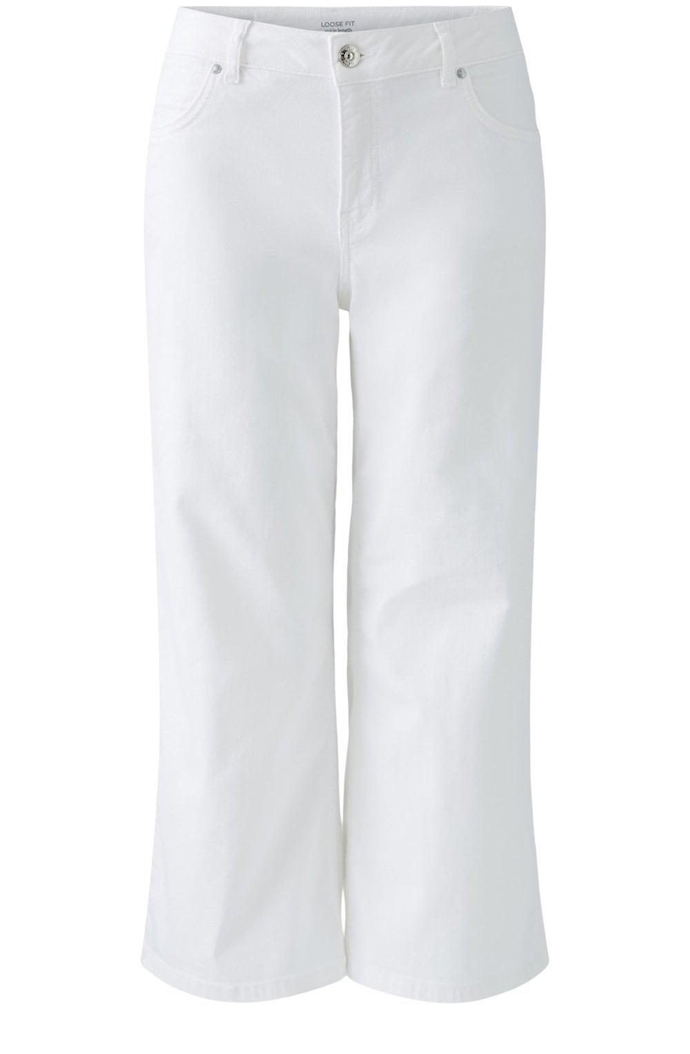 Optic White Loose Fit Ankle Length Jeans