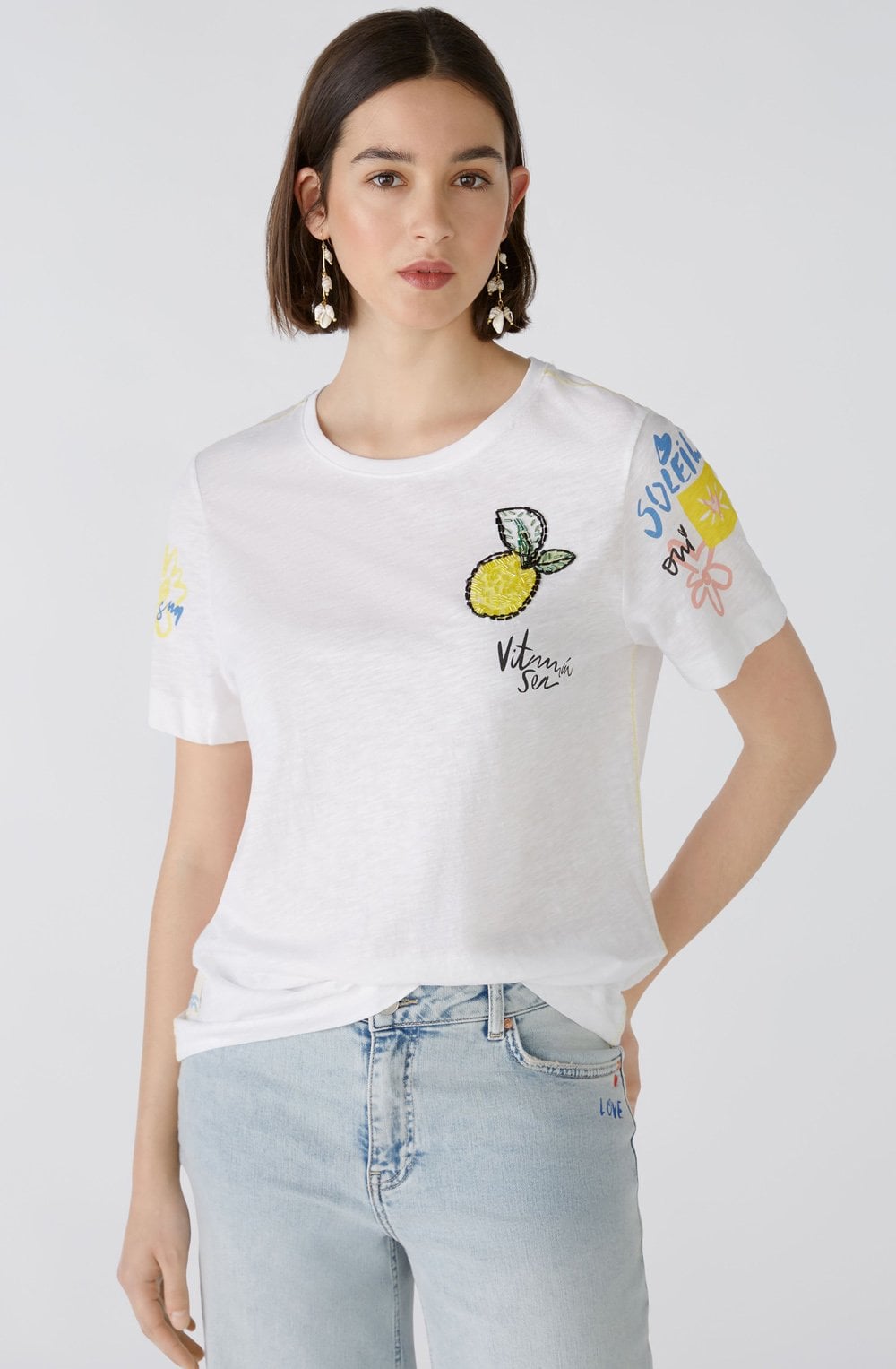 Optic White T Shirt With Back Motif