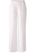 Optic White Wide Leg Linen Trousers